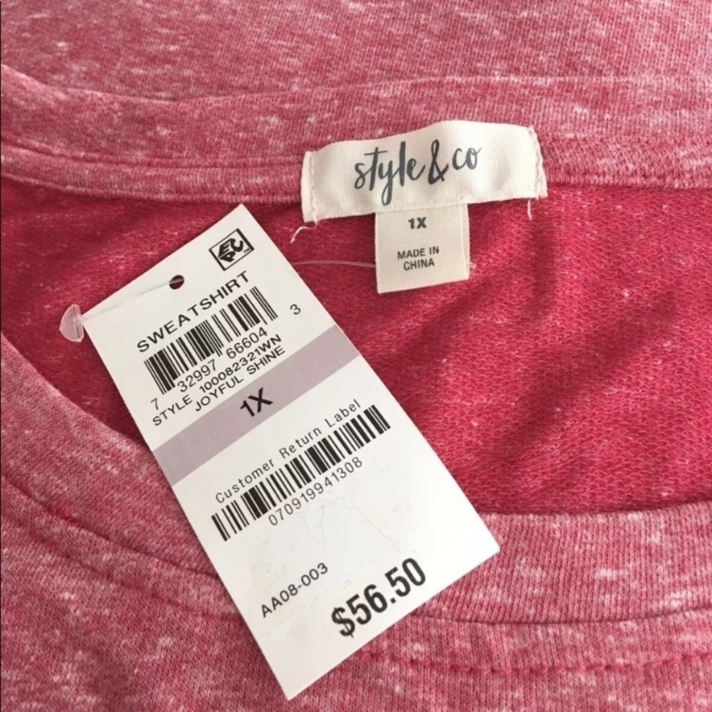 NEW Style & Co Plus Size Christmas Sweatshirt Joyful Shine Long Sleeves Size 1X - Picture 5 of 7